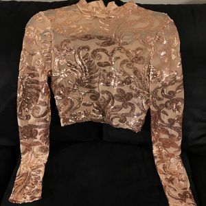 Gold sequin crop top